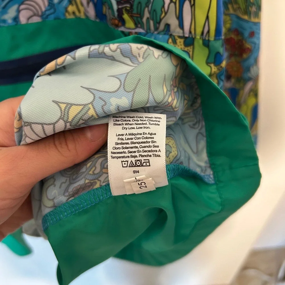 Bonobos Fielder XXL 1/2 Zip Anorak Water Creatures Print Hooded Jacket Green
